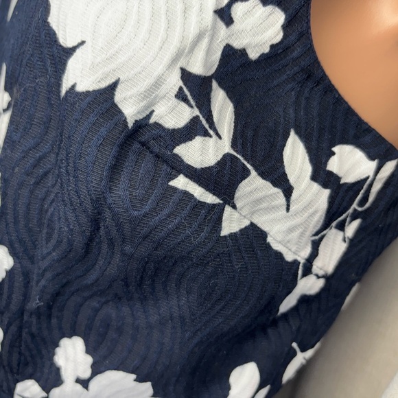 Talbots Strapless Sheath Dress in White and Blue - Picture 3 of 15